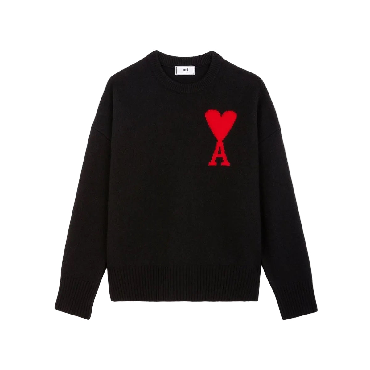 Ami Paris Black Sweater - Black & Red Heart