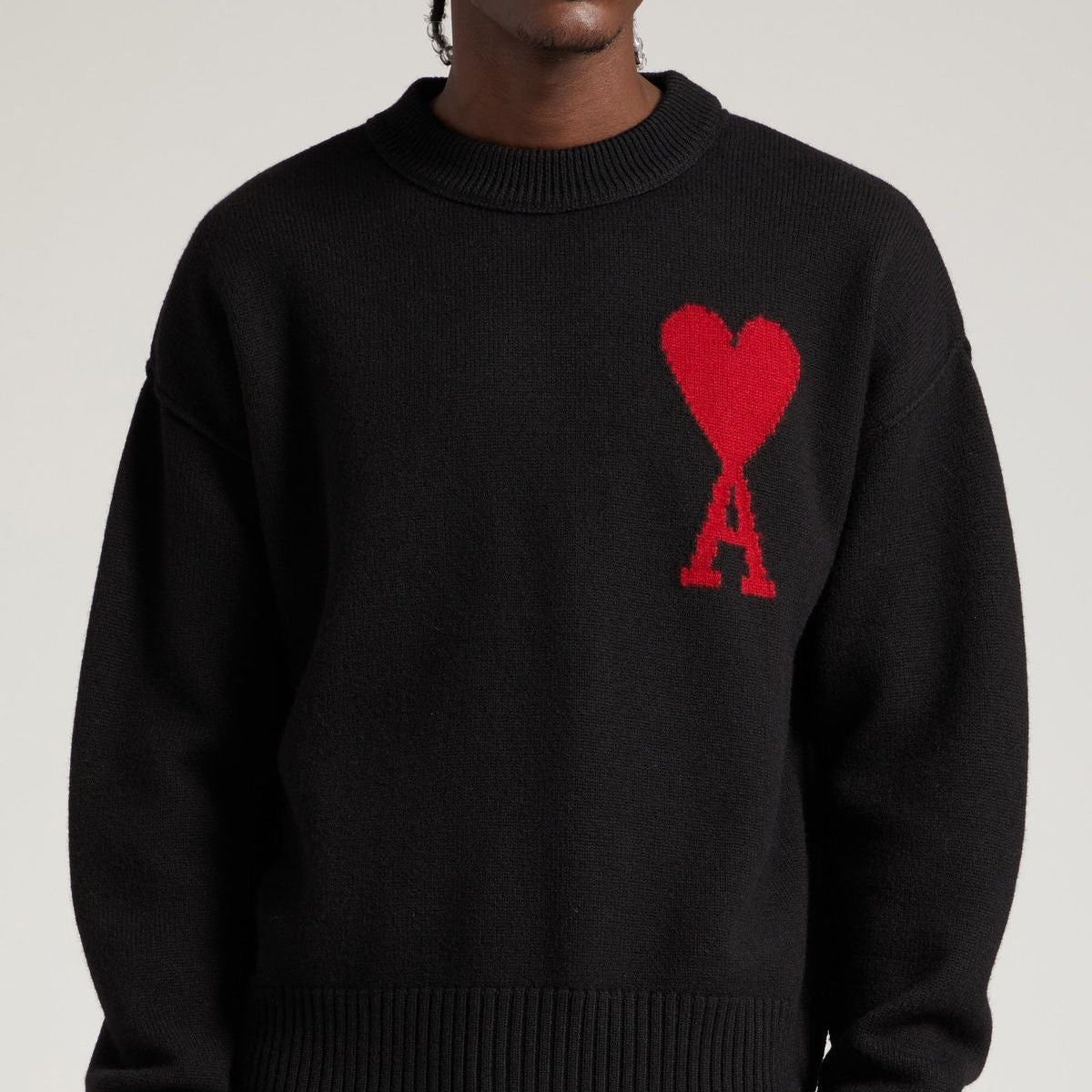 Ami Paris Black Sweater - Black & Red Heart