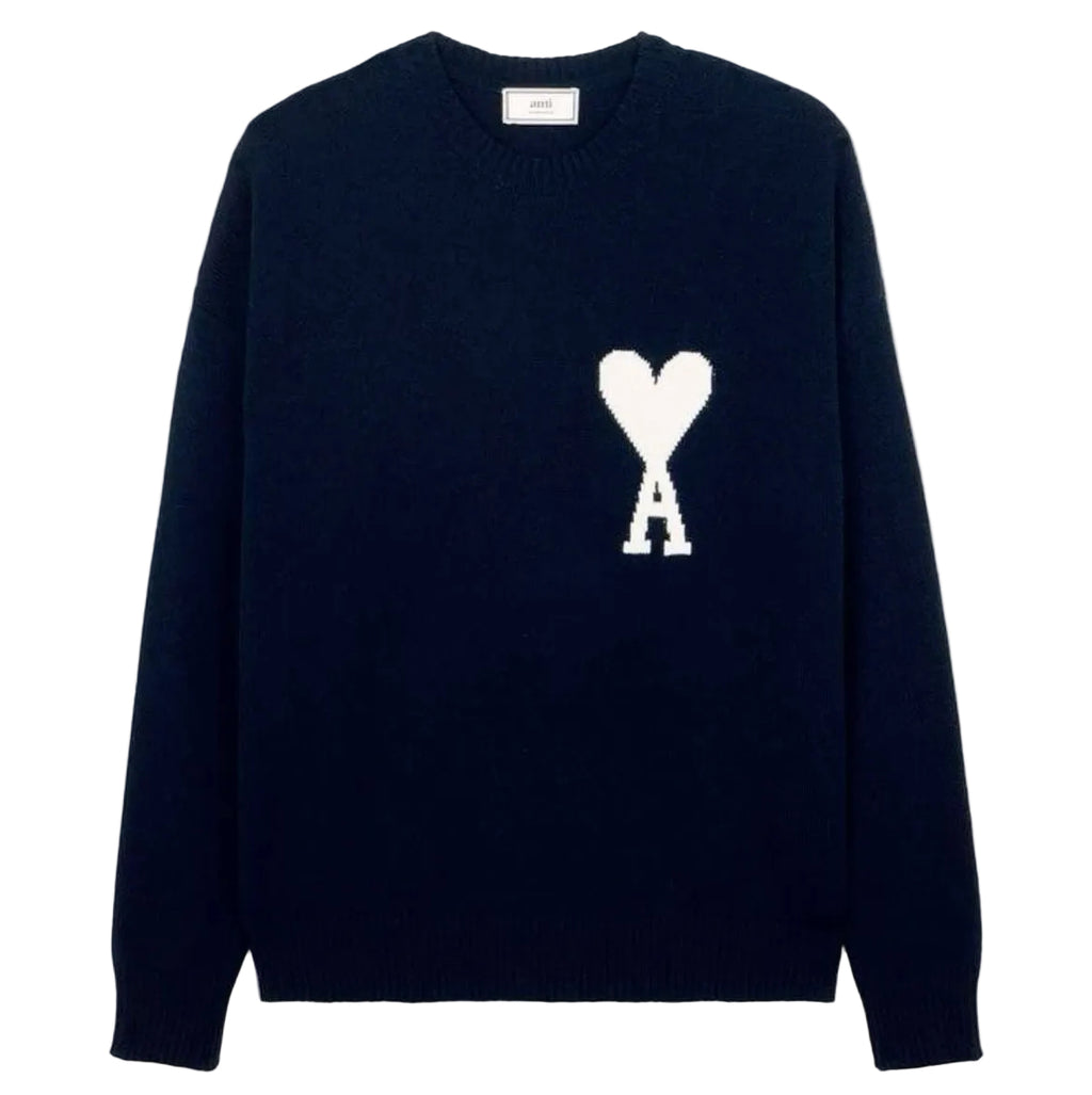 Ami Paris Sweater - Navy Blue & White Heart