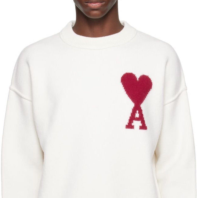 Ami Paris Sweater - White & Red Heart