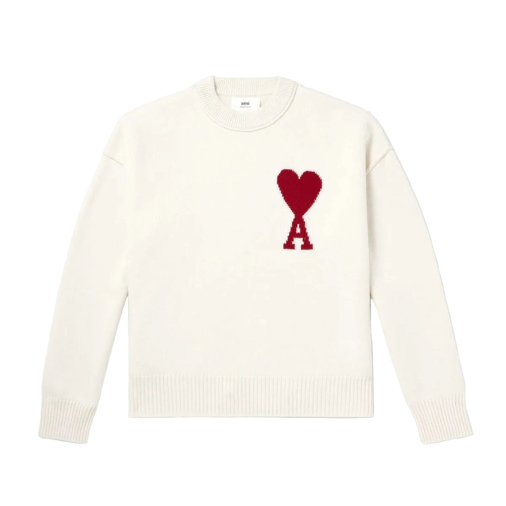 Ami Paris Sweater - White & Red Heart
