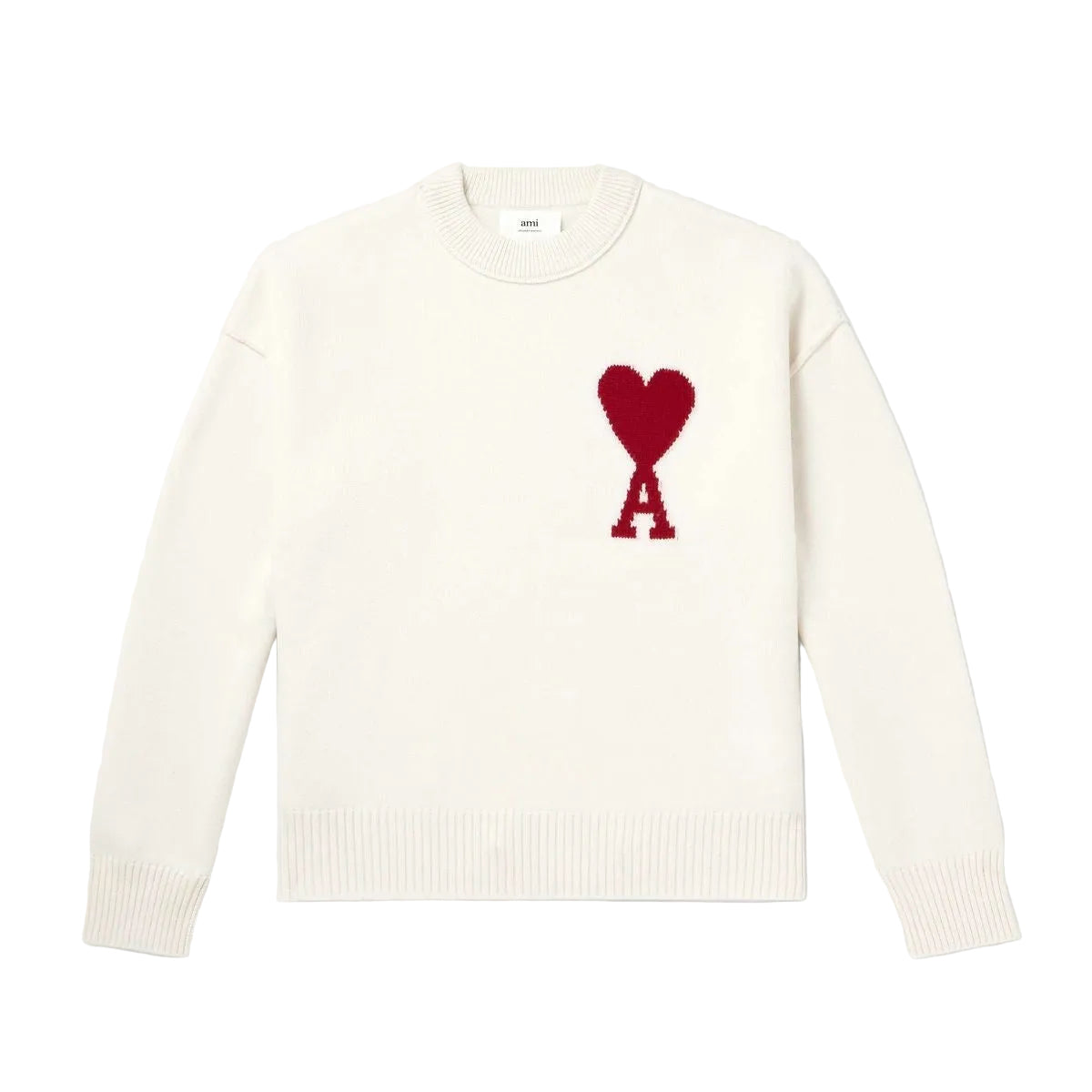 Ami Paris Sweater - White & Red Heart