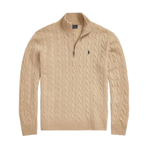 Polo Ralph Lauren Quarter-Zip Cable Knit Sweater - Beige
